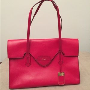 Authentic Ralph Lauren Tate leather flap Satchel
